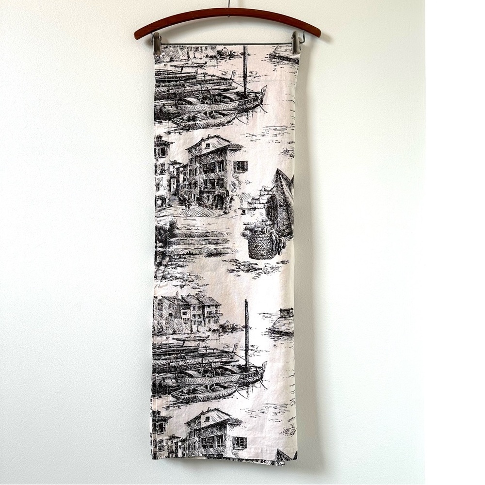 Pottery Barn black and cream curtain panels